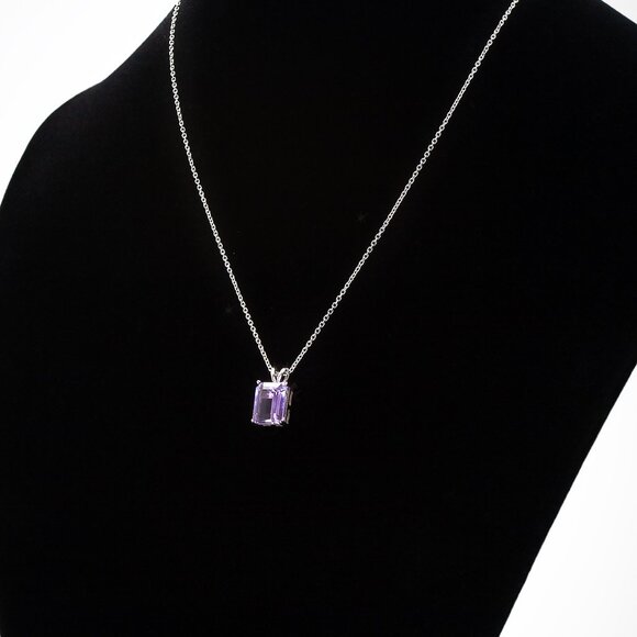 Natural 3cts Amethyst Silver Pendant Necklace, Stamped 925, February Birthstone - Picture 1 of 10